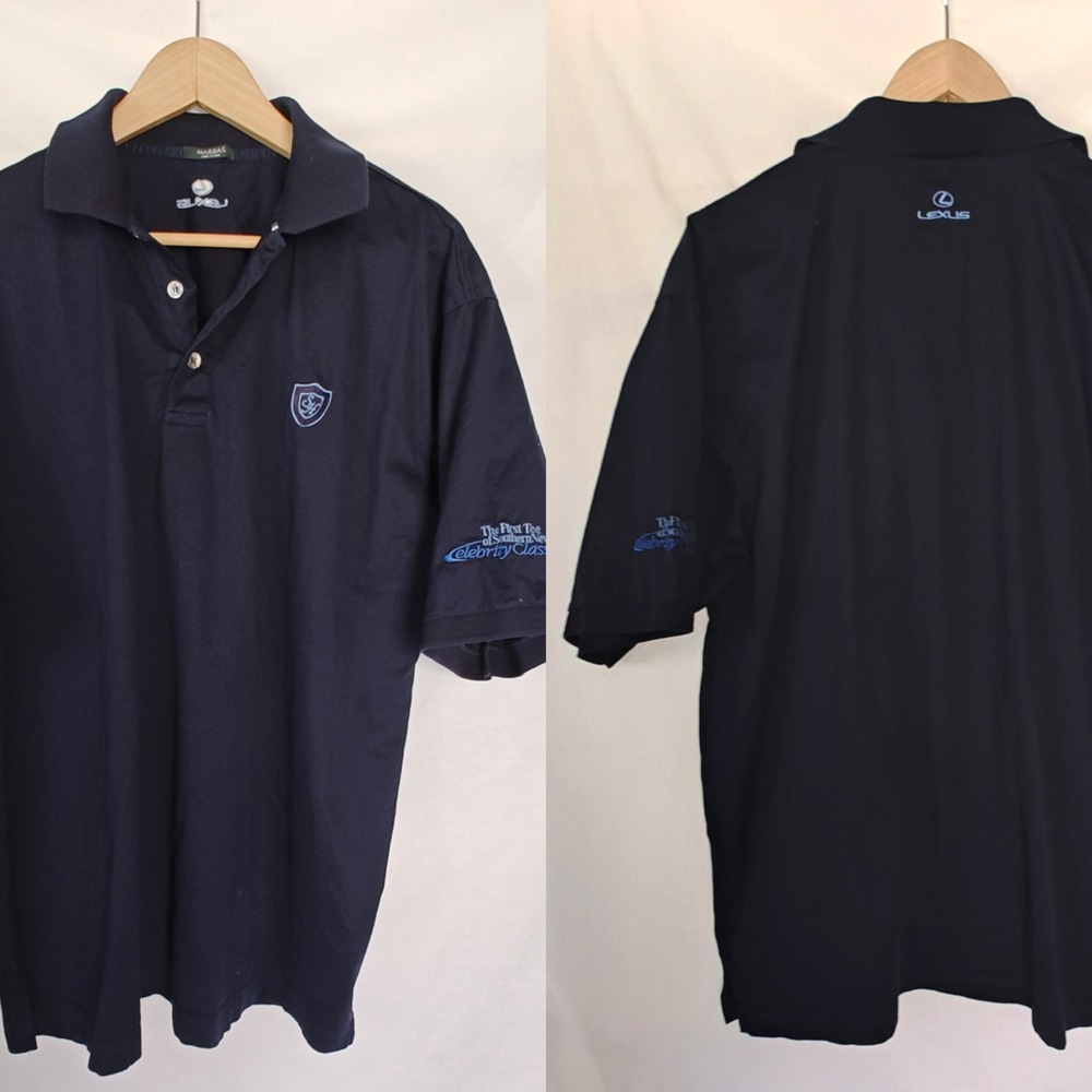 Marbas Polo Golf Short Short Sleeve Navy Blue Cotton Lexus Nevada Celebrity‎ L